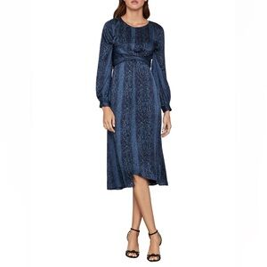 COPY - BCBGMAXAZRIA NWT Pacific Blue Snake Print Satin Midi Dress